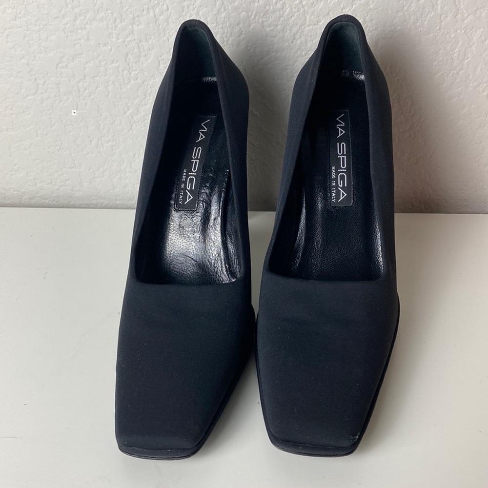 Via Spiga black square toe block heels - Picture 4 of 7